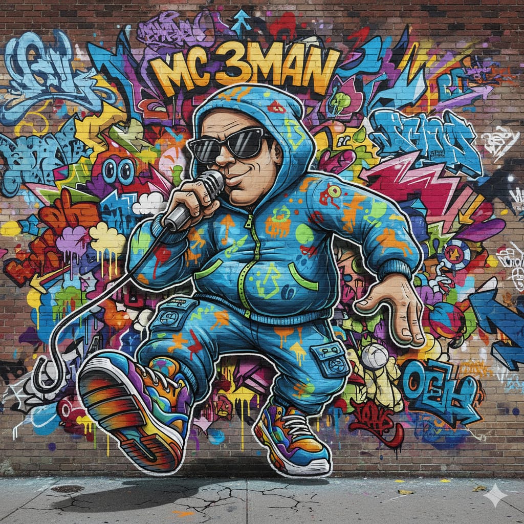 MC 3MAN graffiti character